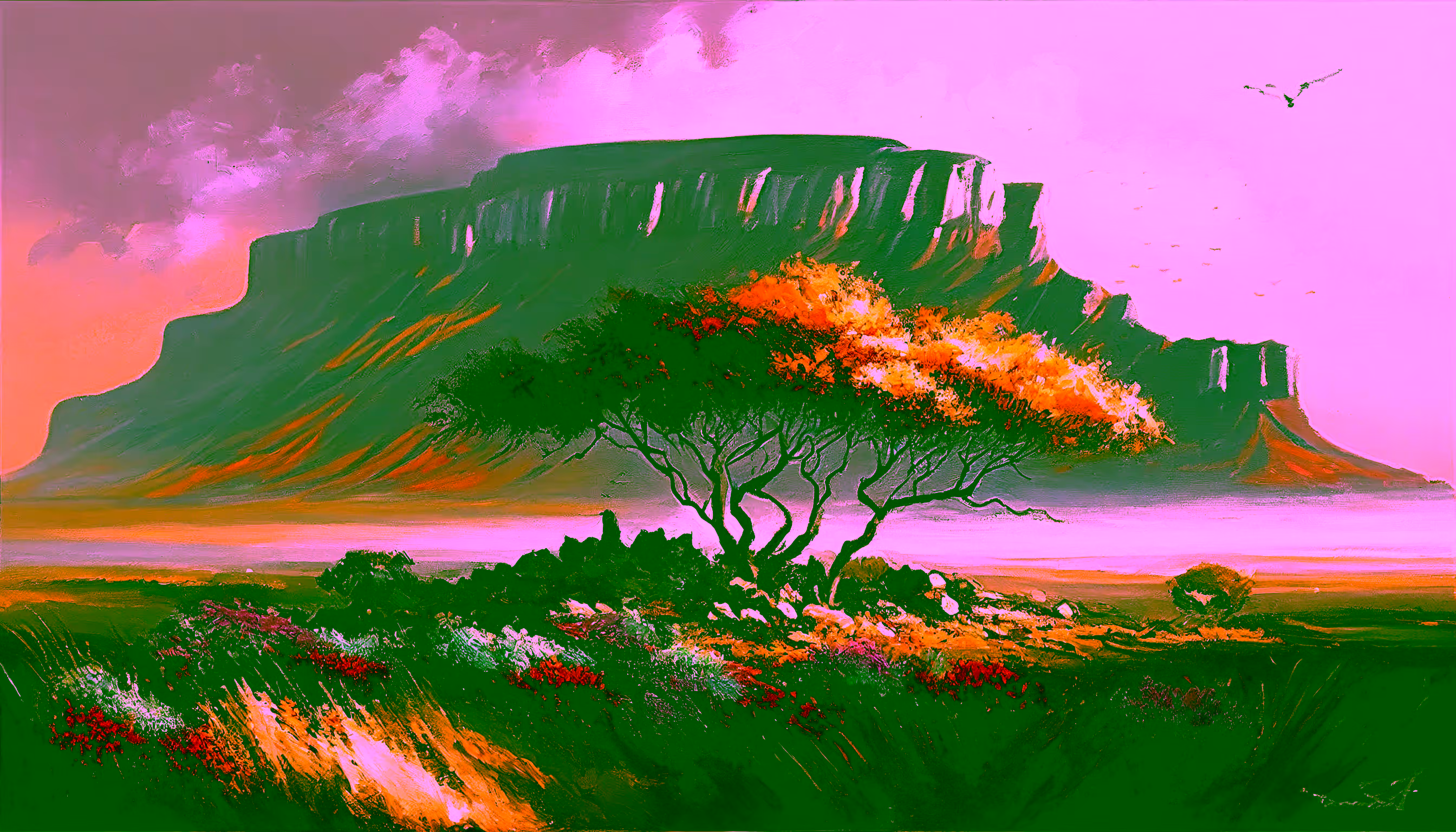 Canvas Wall Art - Table Mountain Colourful - B1025