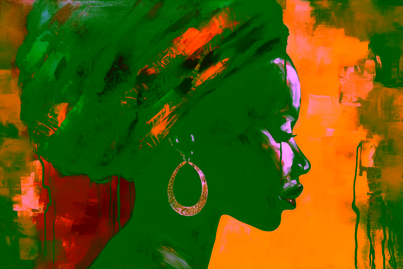 Canvas Wall Art - Bold African Woman with Orange Background - A1432 - Image 5