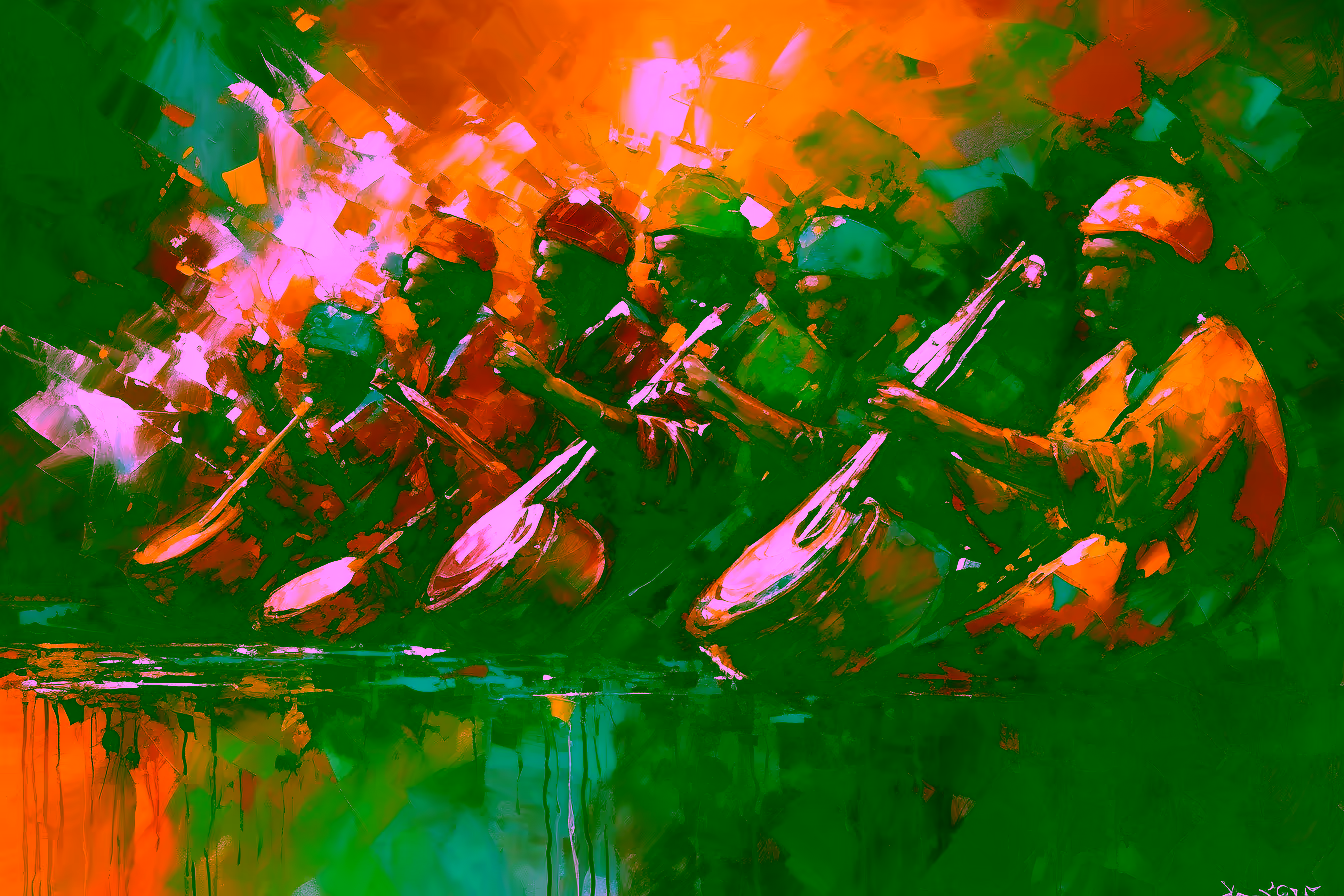 Canvas Wall Art - Bold Africans Playing Music - A1439