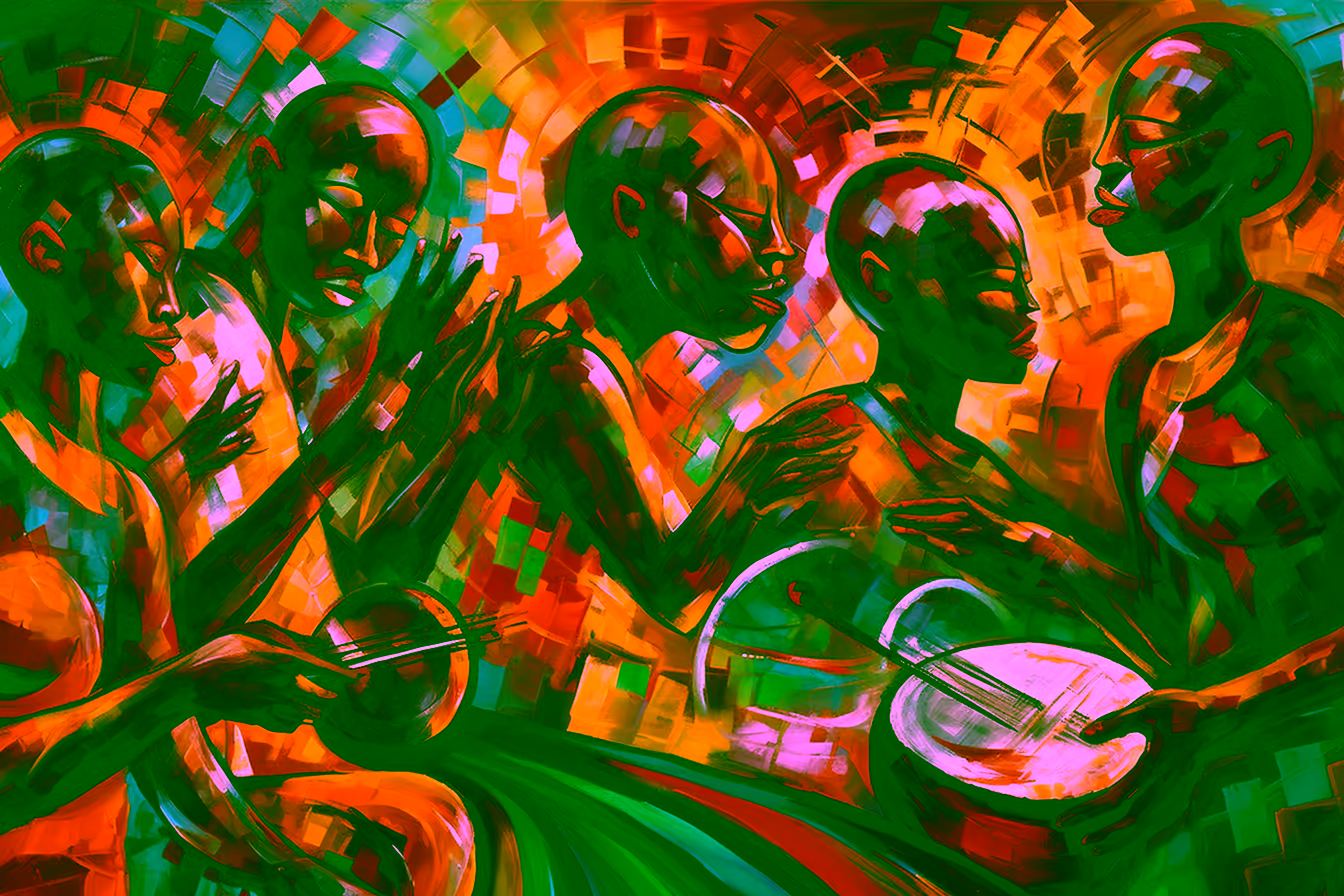 Canvas Wall Art - Bold Africans Playing Music - A1438