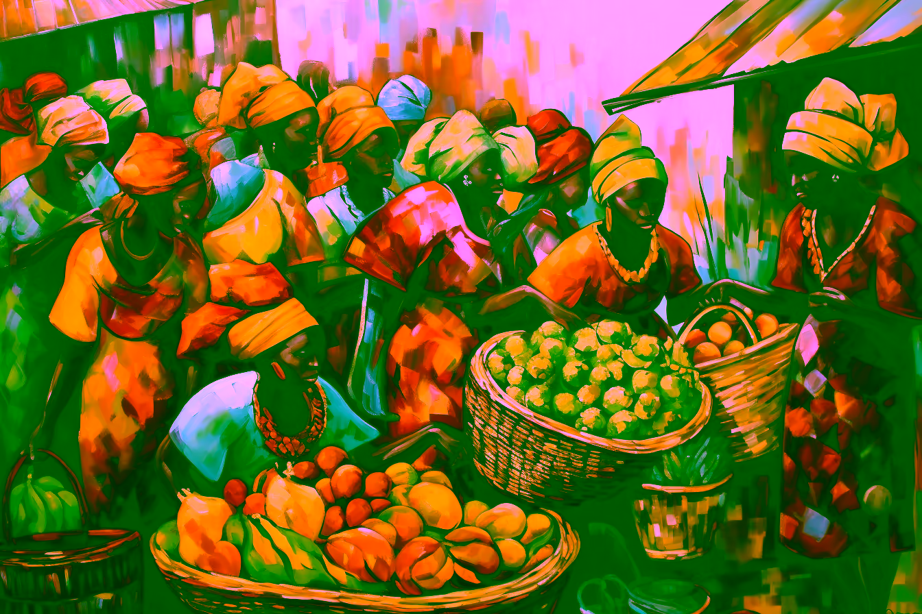 Canvas Wall Art - African Women at The Market - A1402