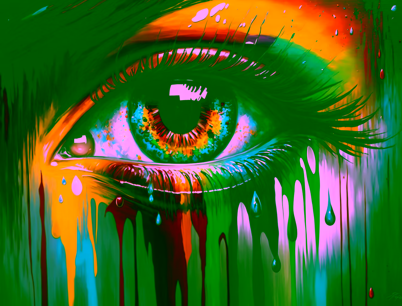 Canvas Wall Art - Vibrant Acrylic Eye Abstract Painting - B1272