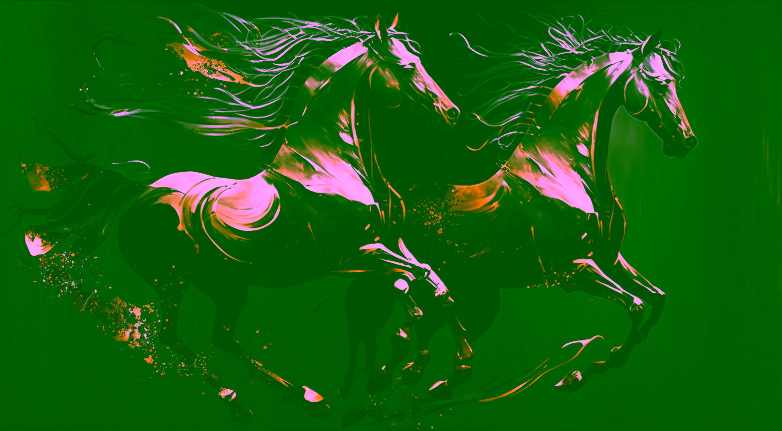 Canvas Wall Art - Canvas Wall Art-Running Golden Horses - B1172