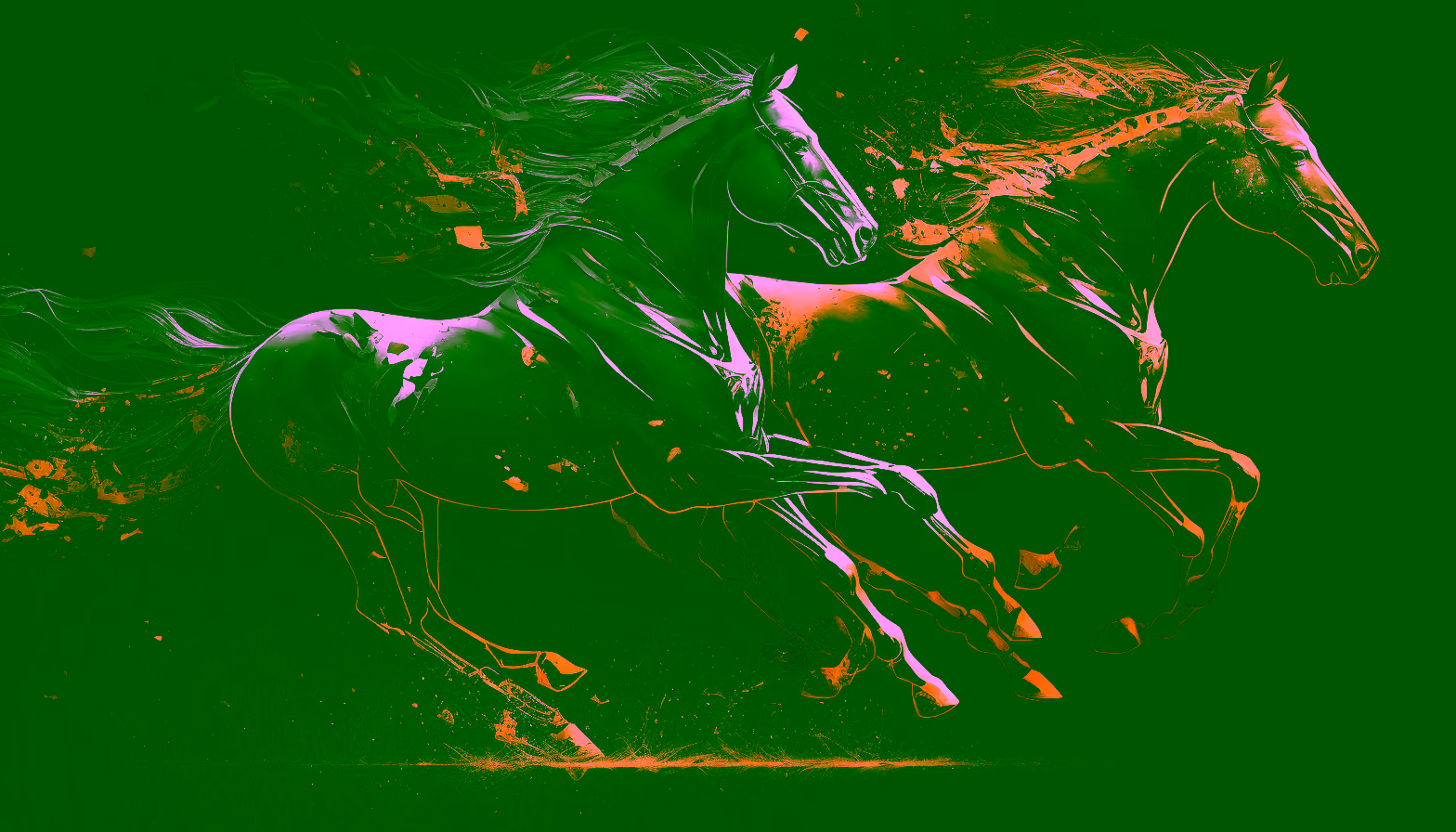 Canvas Wall Art - Canvas Wall Art-Golden Running Horses - B1169