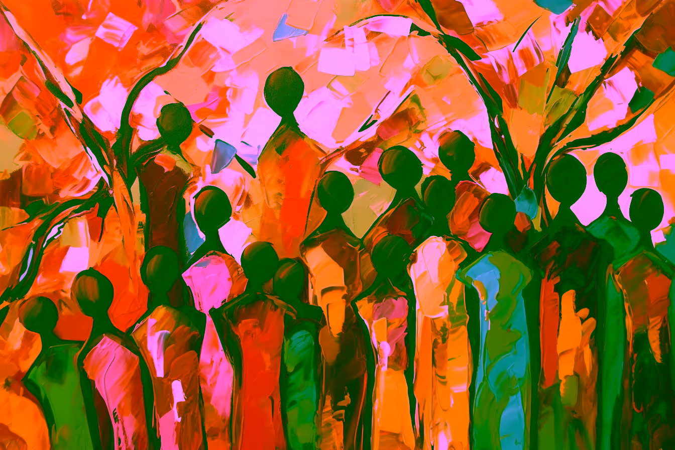 Canvas Wall Art - Community Bonds By Vibrant Expressions Abstr0d048400 - A1591