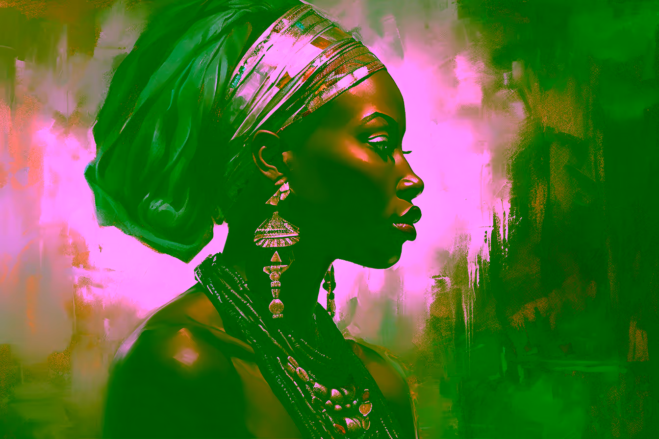 Canvas Wall Art - African Woman in Traditional Attire - A1487