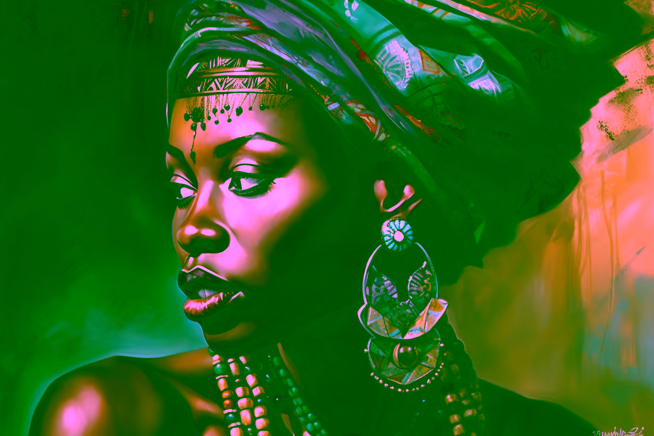 Canvas Wall Art - African Woman in Traditional Attire - A1486