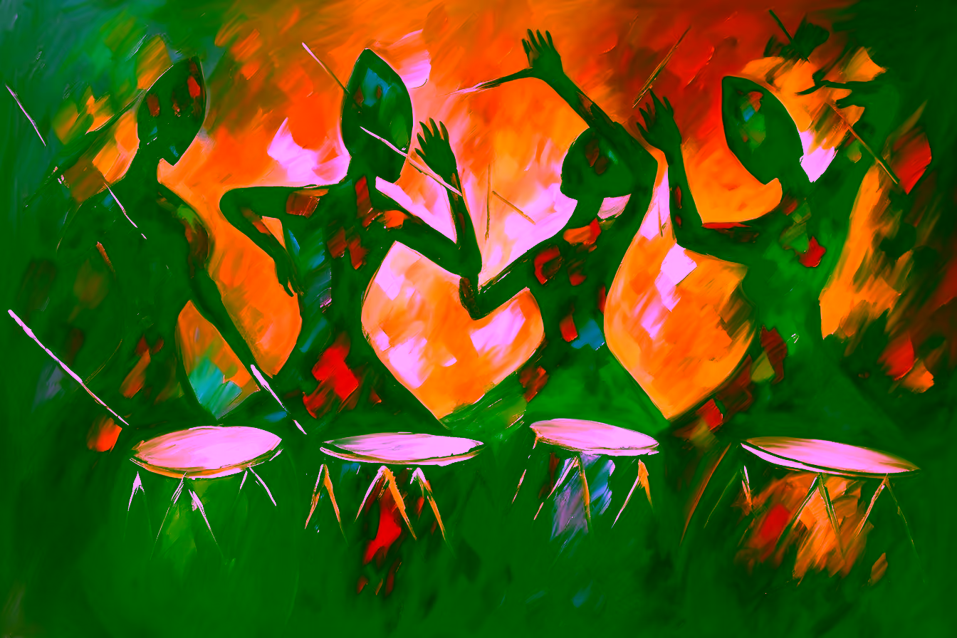 Canvas Wall Art - Drums Celebration By Vibrant Expressions - A1674