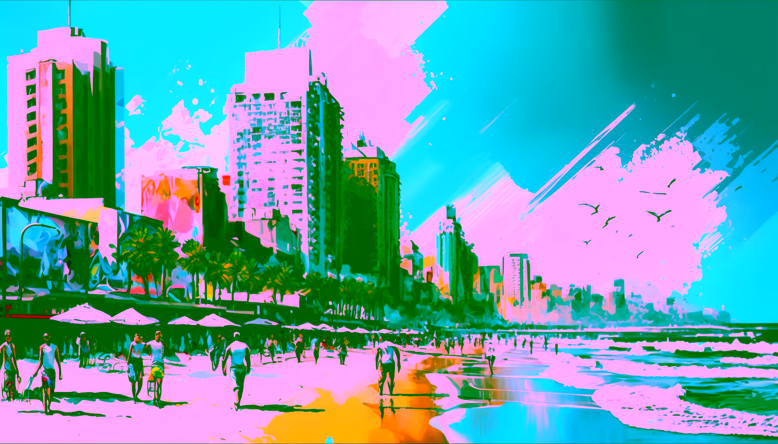 Canvas Wall Art - Canvas Wall Art –Durban Beachfront Abstract - B1098