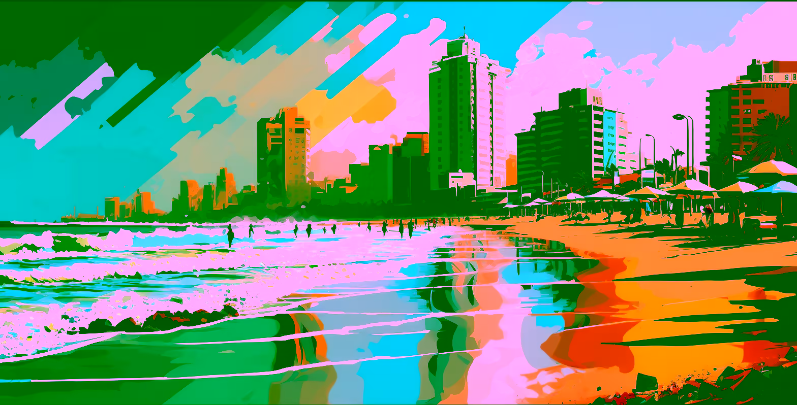 Canvas Wall Art - Canvas Wall Art –Durban Beachfront Abstract Painting - B1100
