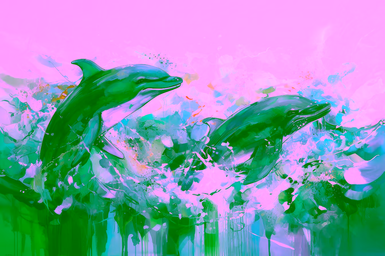 Canvas Wall Art - Dynamic Brushstrokes Shades Green Blue - A1123