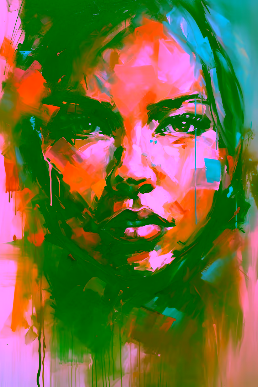 Canvas Wall Art - Abstract Portrait Woman Vibrant - A1502