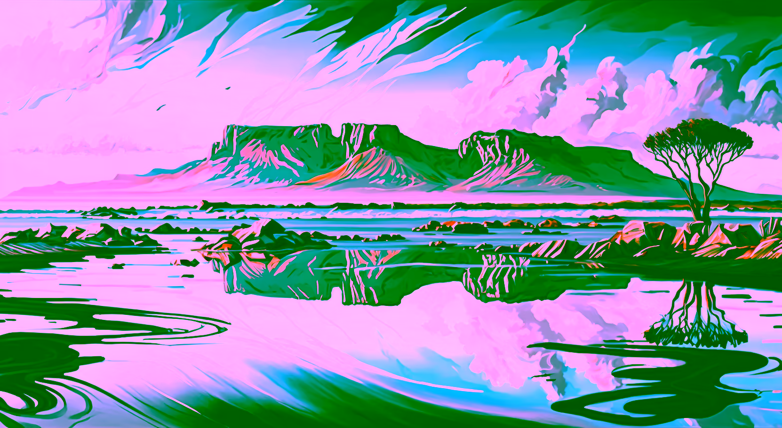 Canvas Wall Art - Canvas Wall Art – Table Mountain Reflection Abstract - B1083
