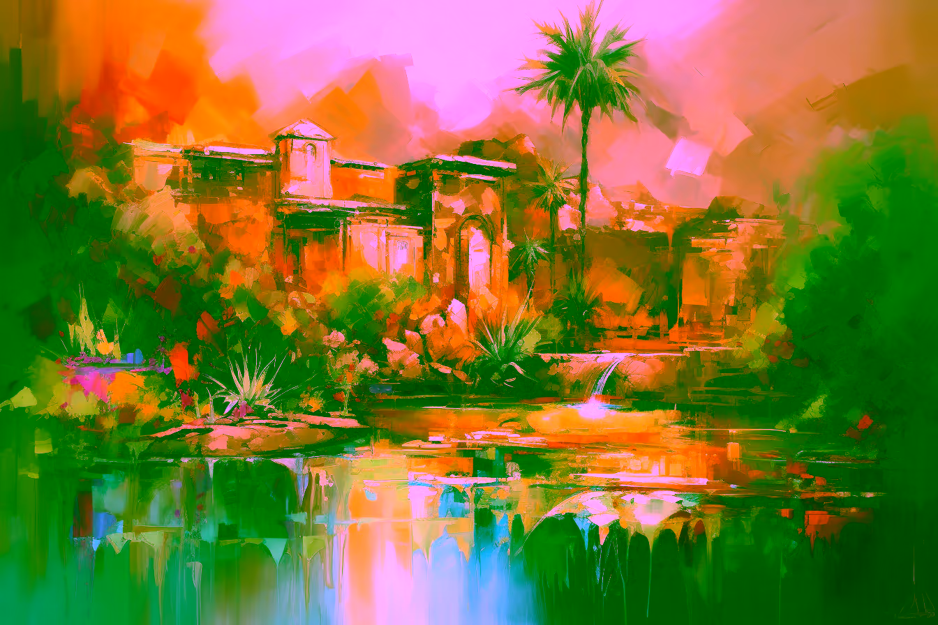 Canvas Wall Art - Abstract Piece Captures Oasis Like Allure - A1393