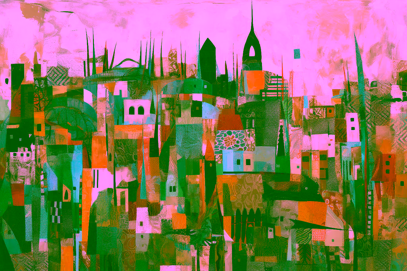 Canvas Wall Art - Through Collage Abstract Shapes Textures - A1280