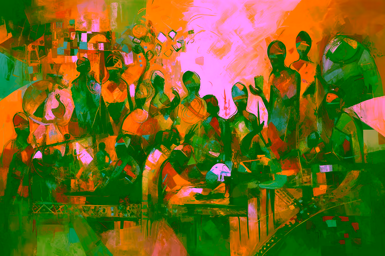 Canvas Wall Art - Ancient African Women Around a Table - A1295