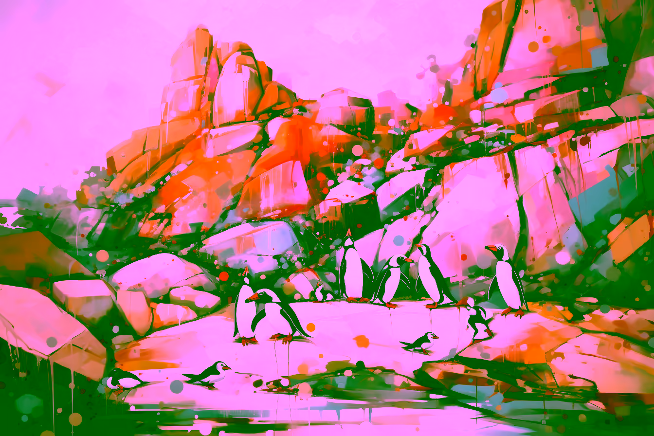 Canvas Wall Art - Penguins Inside the Ocean - A1351