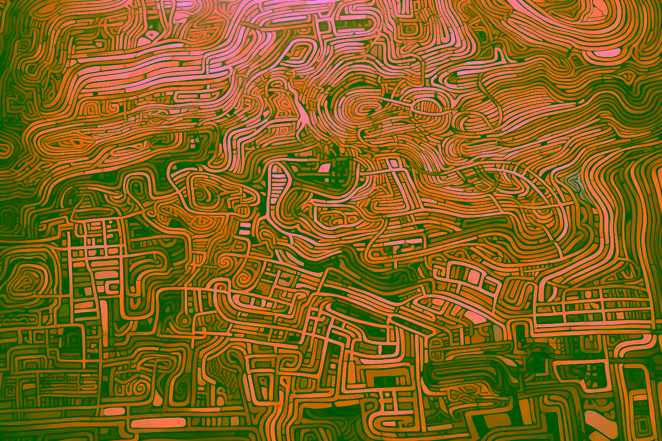 Canvas Wall Art - Through Maze Abstract Lines Shapes - A1247