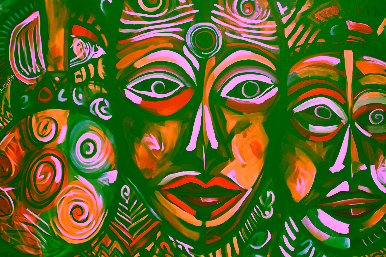 Canvas Wall Art - Tribal Essence By Chromatic Wilderness Abstract - A1573