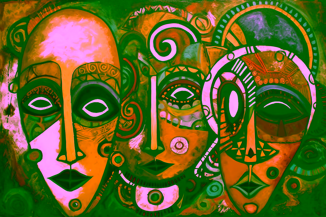 Canvas Wall Art - Tribal Essence By Chromatic Wilderness Abstract - A1572