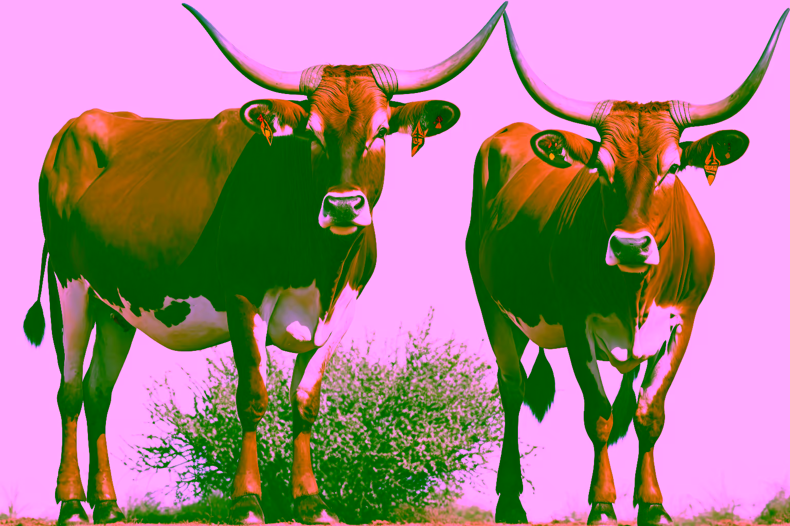 Canvas Wall Art - Two Afrikaner Cattle Standing - B1427