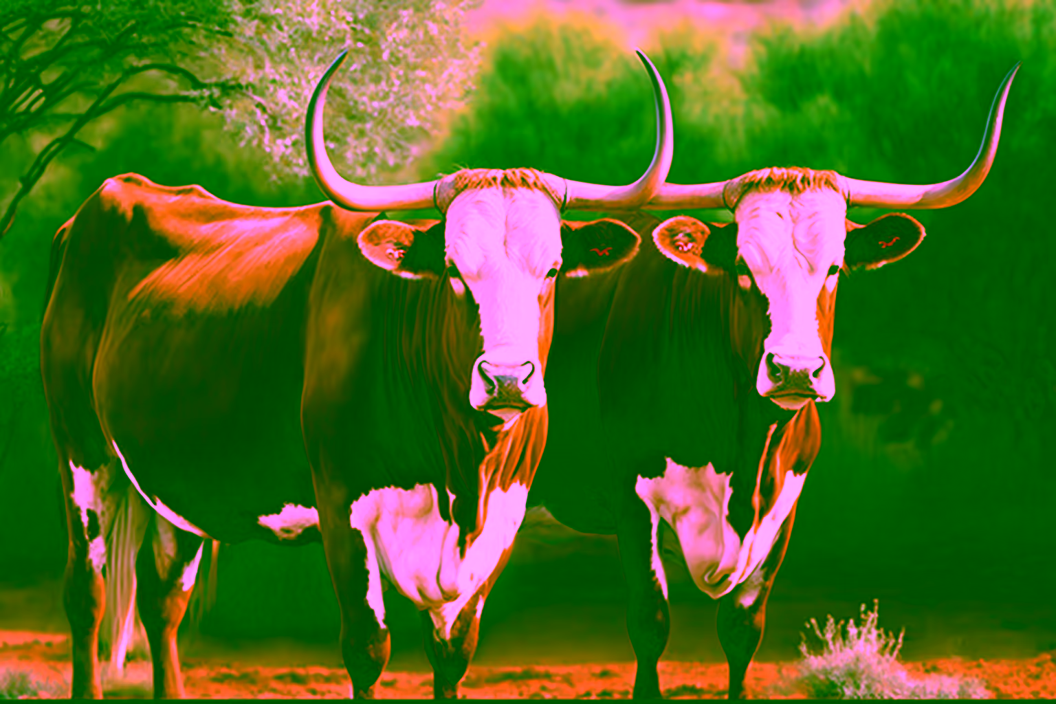 Canvas Wall Art - Two Boran cattle Standing - B1421