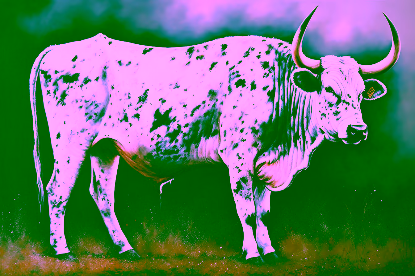 Canvas Wall Art - Large Nguni Bull Painting. Terry Kobus - A1604