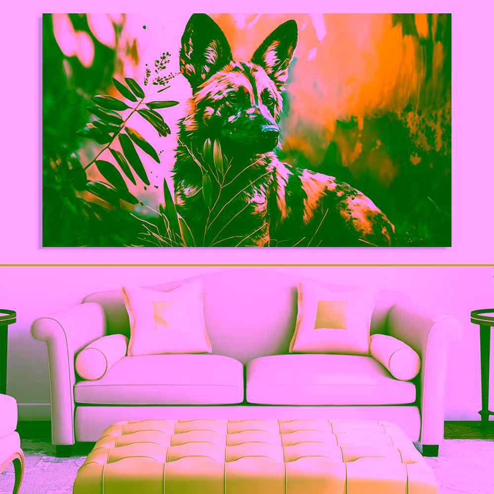 Canvas Wall Art - Canvas Wall Art –Wild Dog Abstract Painting - B1076