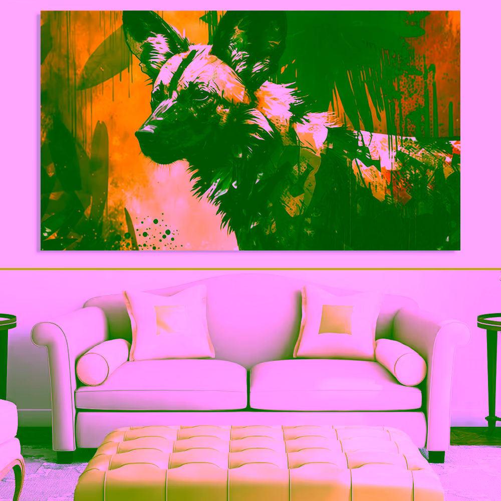 Canvas Wall Art - Canvas Wall Art –Wild Dog Abstract Painting - B1077