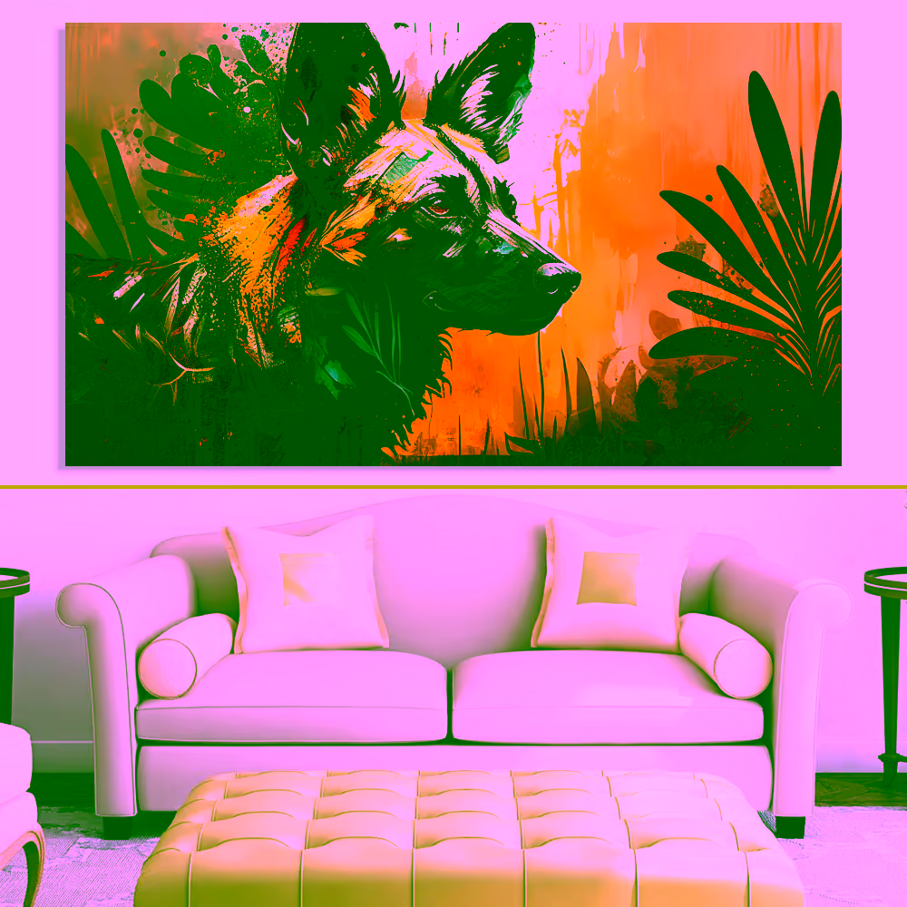 Canvas Wall Art - Canvas Wall Art – Wild Dog Abstract Painting - B1078