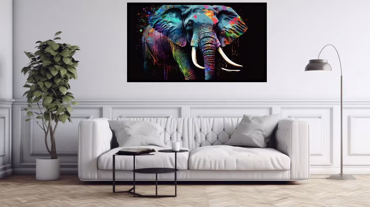Canvas Wall Art - Colourful Elephant Standing - B1586