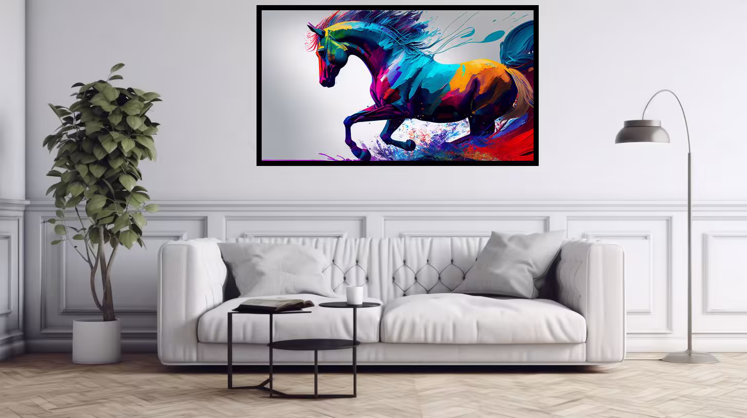 Canvas Wall Art - Colourful Horse Painting - B1587