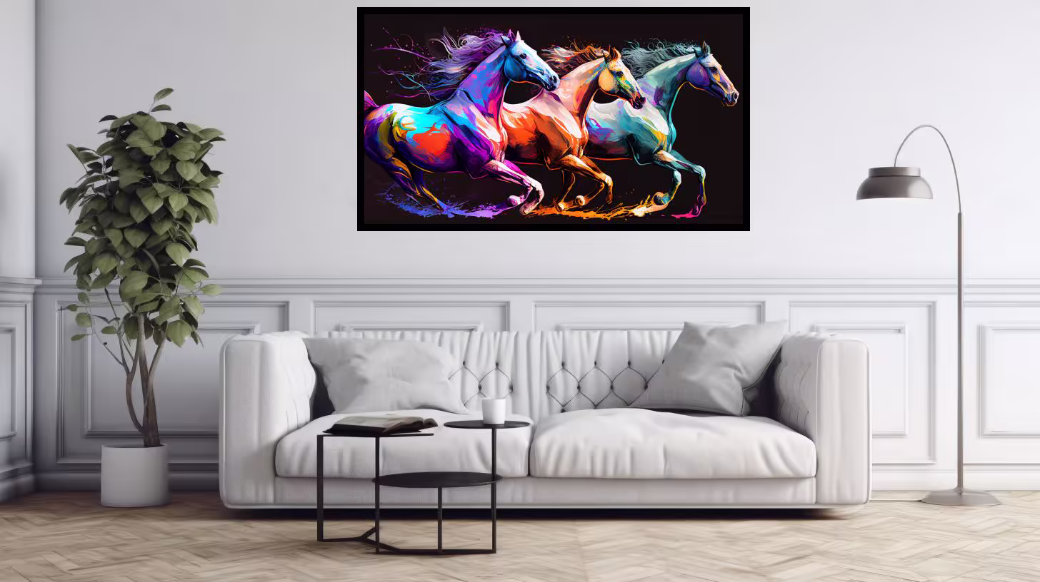 Canvas Wall Art - 3 horses running Painting - B1589