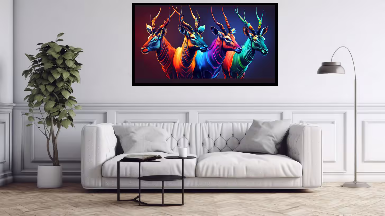 Canvas Wall Art - Colourful Impalas Painting - B1599