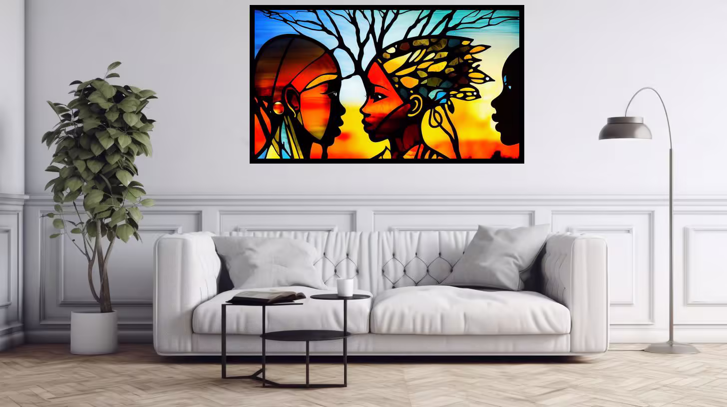 Canvas Wall Art - African Girls Painting - B1628