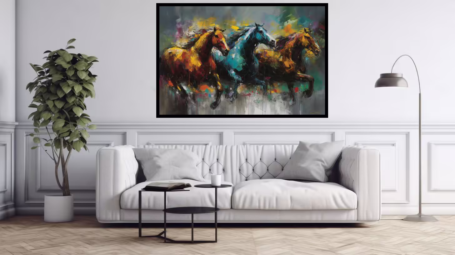 Canvas Wall Art - Bold Splashes Color Energetic Lines  - A1131