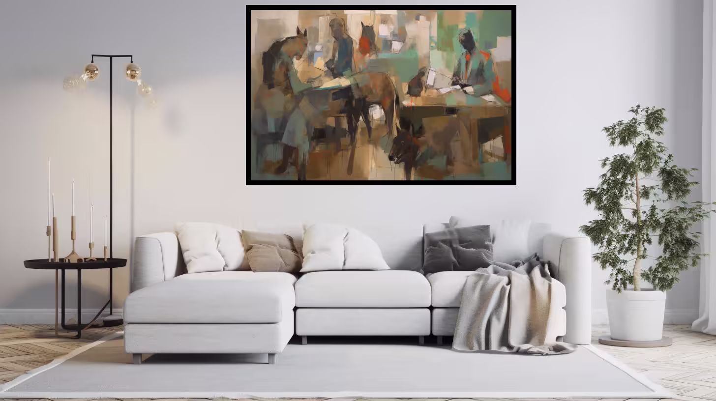 Canvas Wall Art - Earthy Tones Energetic Brushstrokes  - A1082