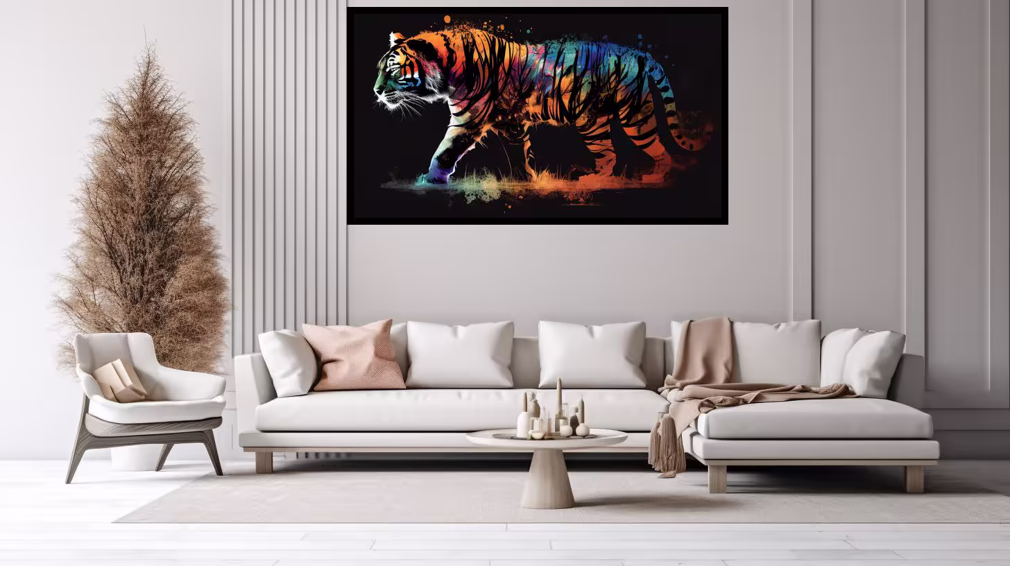 Canvas Wall Art - Walking Cheetah Painting - B1606