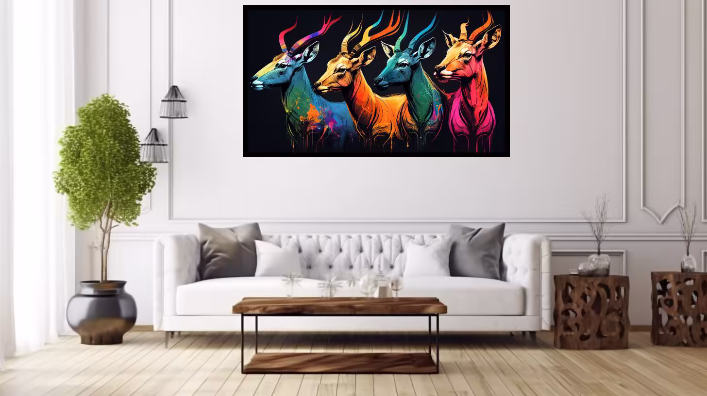 Canvas Wall Art - Group of Impalas - B1598