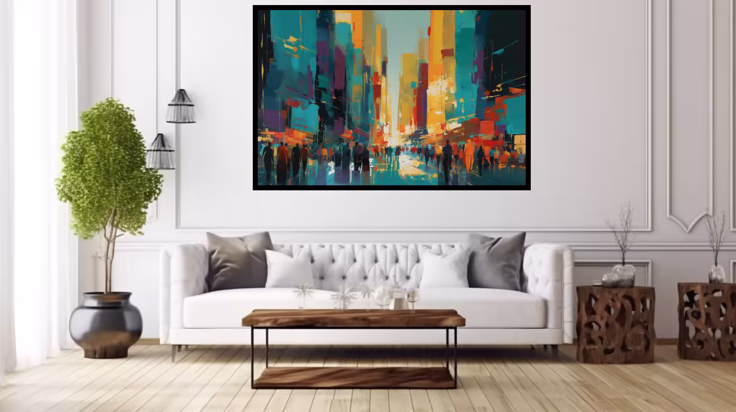 Canvas Wall Art - Vibrant Hues and Intersecting Lines - A1015
