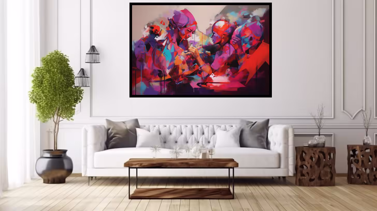 Canvas Wall Art - Vibrant Reds and Purples Abstract - A1041
